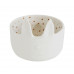 Stoneware cat dish with electroplated dots